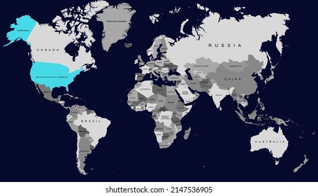 World map. United States of America map. USA.	
