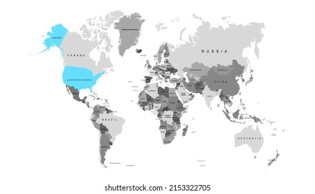 World map. United States of America map. USA.	