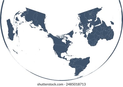 World map in USA Contiguous Albers Equal Area Conic USGS Projection