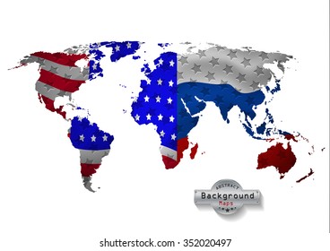 The world map with USA with  Russia and all states. Vector  EPS