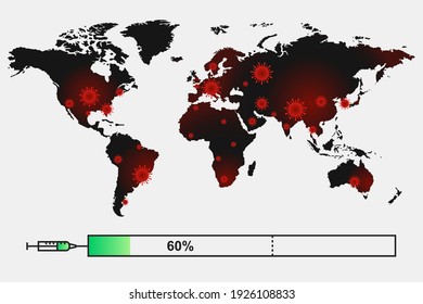 World map and vaccination rate or coverage concept with the goal being 60%