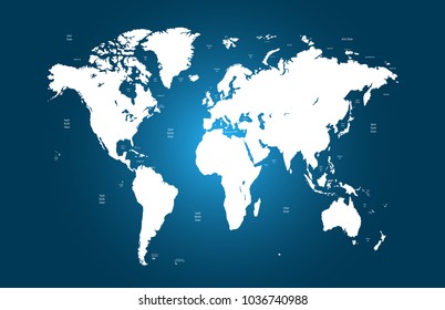 Detailed Vector World Map Blue Colors Stock Vector (Royalty Free) 54239281