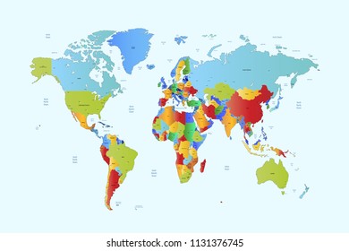 Color World Map Vector Modern Stock Vector (Royalty Free) 1465400306 ...