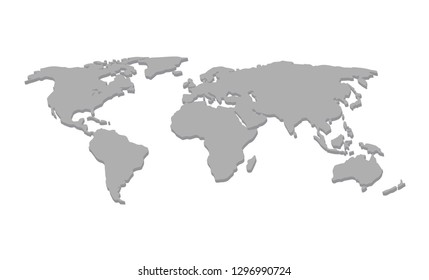 World map vector 3d concept gray color isolated on white background for print, infographics. Vector Illustration 10 eps