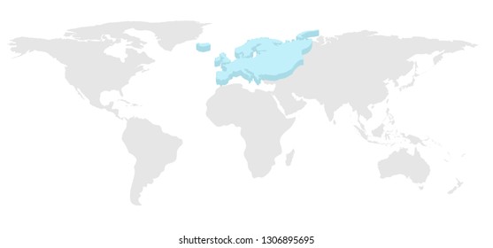 World map vector 3D on Europe continent and gray on another continent, isolated on white background, flat design for background of infographic, web design, annual report or travel background 