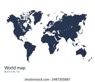 World map vector, Abstract design vector illustration Eps 10. Navy color.High Detailed on white background.