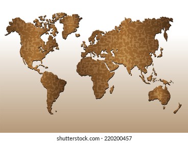 World map, vector background or texture of mottled skin