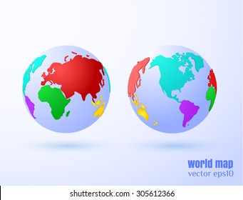 World map vector background. Western and eastern hemispheres.Eps10.