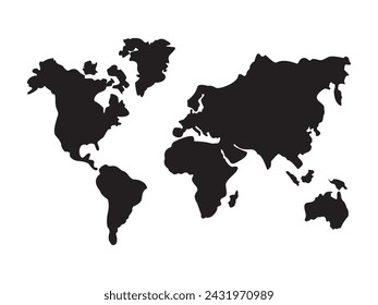 world map vector. black isolated white background