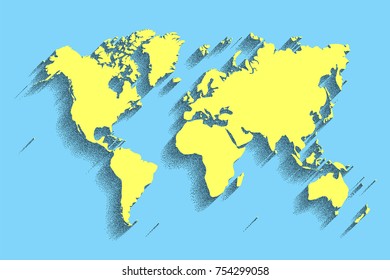 world map vector. blue color background with shadow