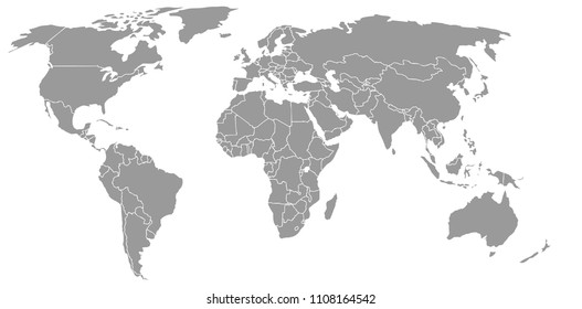 Mapa mundial vectorial con fronteras claras