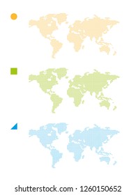 World map vector color shapes, isolated on white background.  Color map template for web site pattern and inphographics. Flat Earth similar worldmap icon. Travel worldwide. Business trip. - Vector