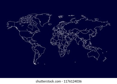 World map vector. Contour of world map