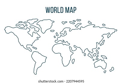 World map vector contour. World map isolated illustration.