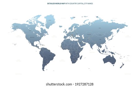 World Map. Vector World Map With Country And Capital Name.