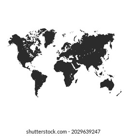 World map vector, dark color.isolated on transparent background. 
