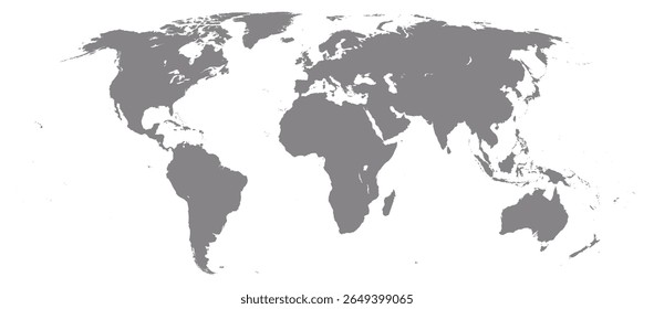 World map vector in dark gray silhouette, isolated on white background for infographics and presentations. world map, icons, vector.