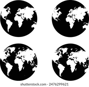  world map vector design set, world map outline vector, minimalist world map illustration, clean world map vector illustration