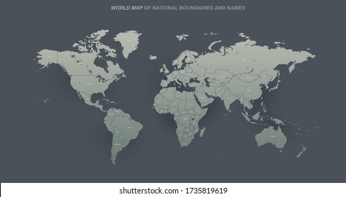 World map vector. Detailed World Map with Name and Boundary.
