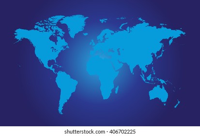 World map vector flat blue