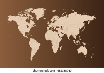 World map vector flat with borders metallic 