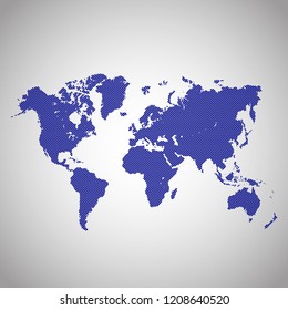 World map vector. Flat Earth, map template for web site pattern, anual report, inphographics. Globe similar worldmap icon. Travel worldwide, map silhouette backdrop.