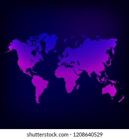 World map vector. Flat Earth, map template for web site pattern, anual report, inphographics. Globe similar worldmap icon. Travel worldwide, map silhouette backdrop.