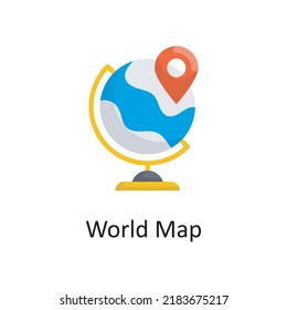 World Map vector flat Icon Design illustration. Miscellaneous Symbol on White background EPS 10 File