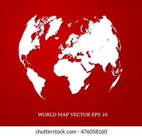 World map vector globe on the red background