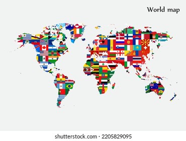 World map Vector globe template for website - World map flags