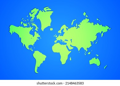 World map. Vector green and blue