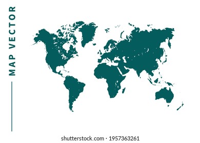World map vector. green color on white background.