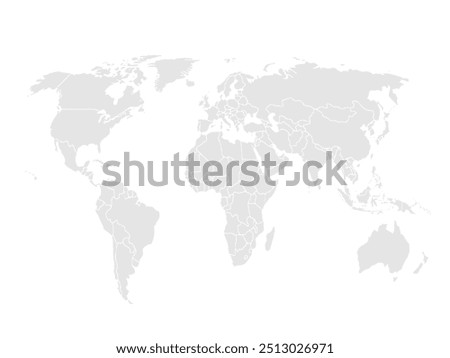 World map vector grey isolated on white background. Flat Earth, Globe world map icon. Travel worldwide eps 10