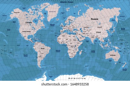 World Map Vector. High detailed illustration of world map.