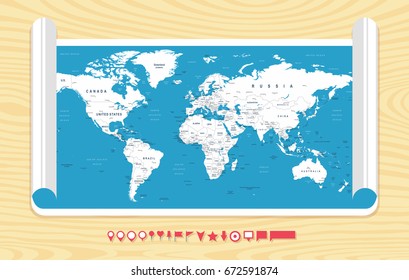 World Map Vector. High detailed illustration of worldmap