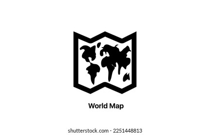 world map vector icon black and white simple style perfect pixel white background eps 8