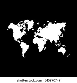 World map vector icon isolated on black