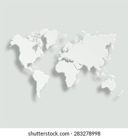 World map vector icon - paper illustration