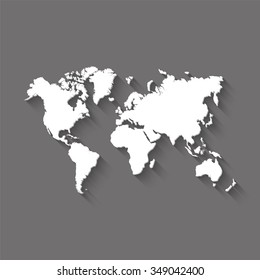 world map vector icon with shadow