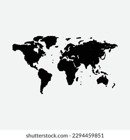 World map vector icon silhouette illustrations, black world map for background isolated.