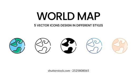 World Map vector icons set stock illustration