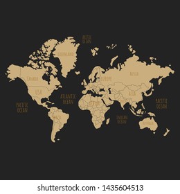 World map vector illustration. Can use for printing, textile, website, presentation element.  World map art.World map on black background 