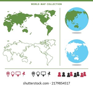 World map vector illustration collection.