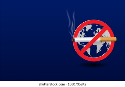 world map vector Illustration of concept no smoking day world,31 May.No Tobacco Day.