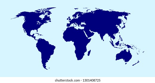 world map vector illustration, continents on a blue background