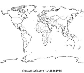 World Map Vector Illustration Continents Countries Stock Vector ...