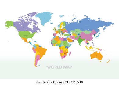 World Map Vector. Illustration of Detailed World Map 