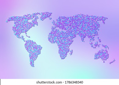 World map vector illustration of earth, asia, australia, africa, europe, america. Global geography background.