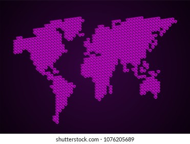 World Map, vector illustration, EPS 10. abstract background. Map of the world of hearts.