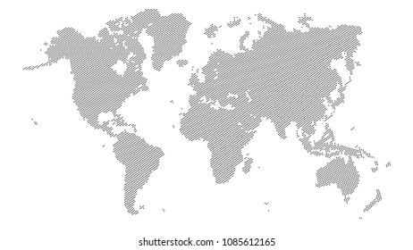 World map vector illustration. Halftone style Earth.Monochrome dotted map concept.
